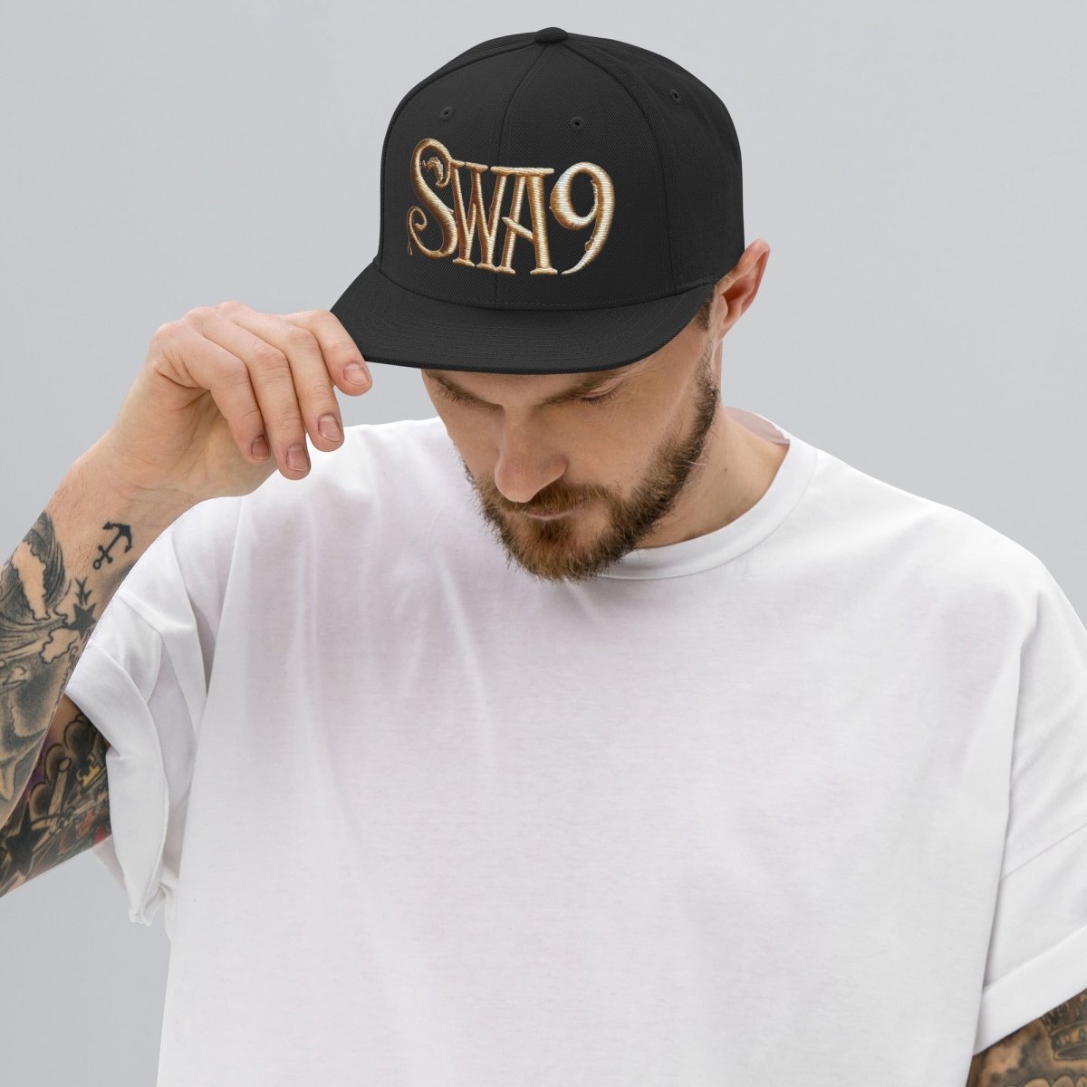 SWA9 VIP Elite Series snapback featuring premium materials and unique prints. Perfect for snapback hats for men, baseball caps for men, baseball caps for women, and custom baseball caps enthusiasts. Ideal for those who love flat brim hats.