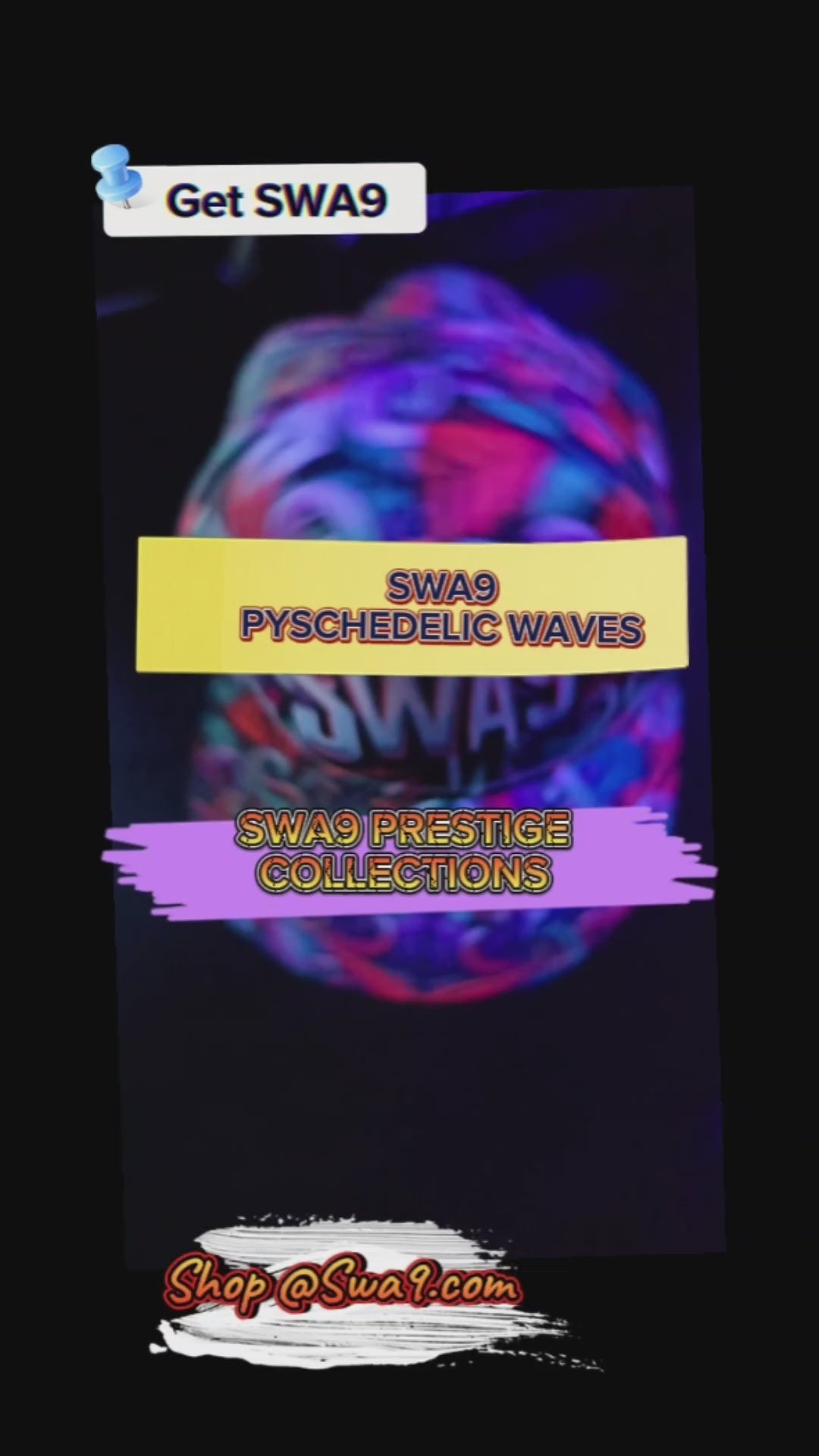 Vibrant Limited-Edition SWA9 Psychedelic Waves Snapback Baseball Cap featuring colorful swirl patterns and a bold SWA9 logo, highlighting superior craftsmanship and exclusive design.