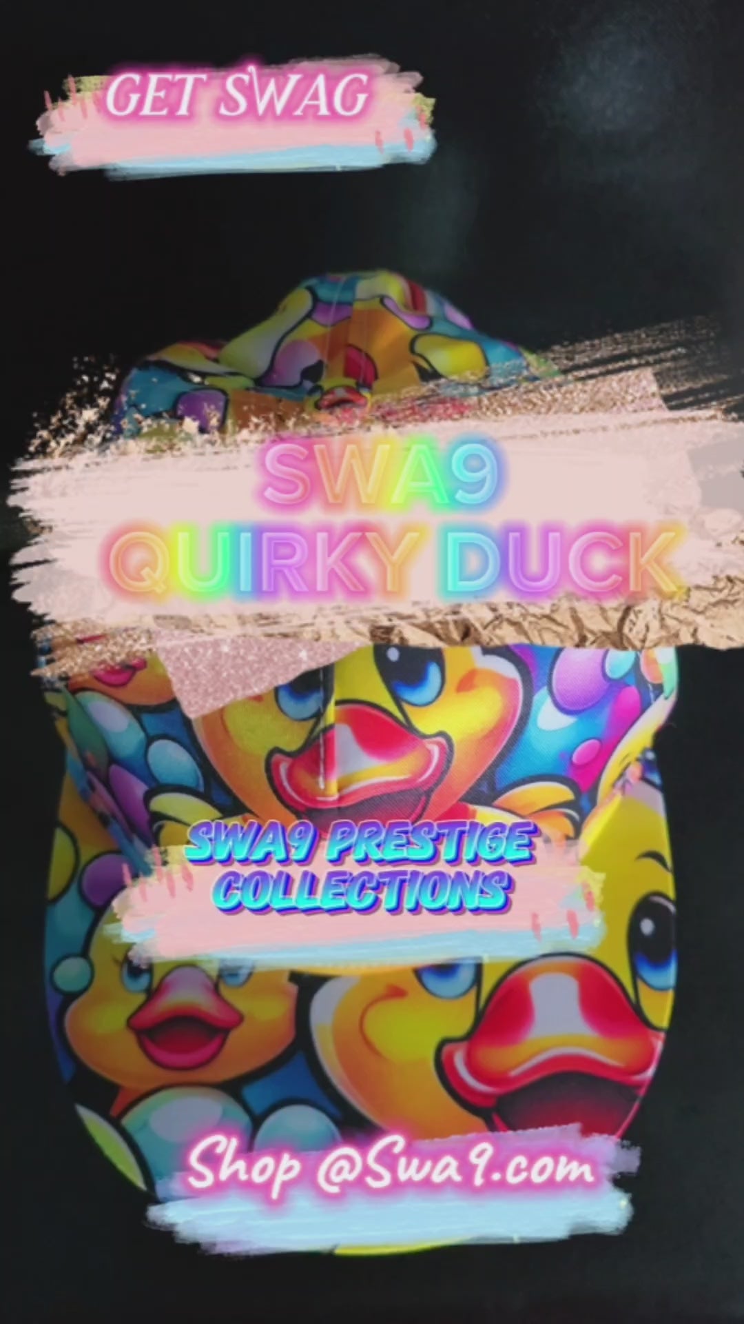 Limited-Edition SWA9 Quirky Duck Snapback Baseball Cap featuring a vibrant, cartoonish duck with colorful bubbles, showcasing superior craftsmanship and exclusive design.