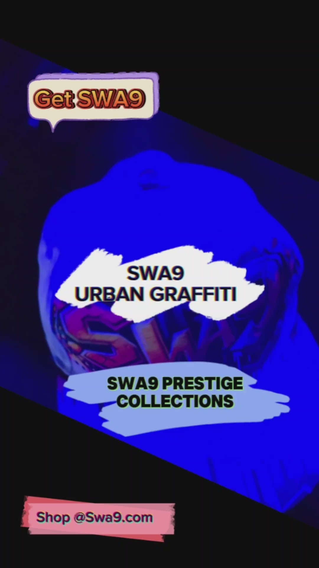 Limited-Edition SWA9 Urban Graffiti Snapback Baseball Cap featuring vibrant graffiti designs, a bold SWA9 logo, and a flat brim, showcasing superior craftsmanship and exclusive style.