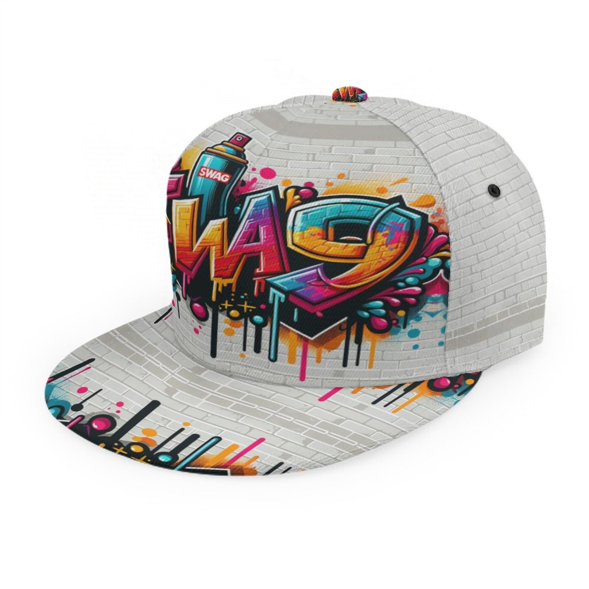 Limited-Edition SWA9 Urban Graffiti Snapback Baseball Cap featuring vibrant graffiti designs, a bold SWA9 logo, and a flat brim, showcasing superior craftsmanship and exclusive style.